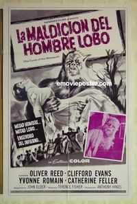 r487 CURSE OF THE WEREWOLF Spanish/U.S. export 1sh R70s Hammer, art OF Reed holding victim + image!