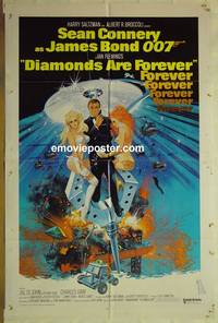 r528 DIAMONDS ARE FOREVER int'l style one-sheet movie poster '71 Connery
