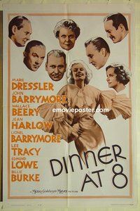 r531 DINNER AT 8 one-sheet movie poster R62 Harlow, Barrymore