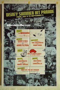 r534 DISNEY SUMMER HIT PARADE one-sheet movie poster '70s lots of toons!