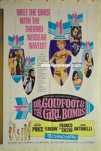 r543 DR GOLDFOOT & THE GIRL BOMBS one-sheet movie poster '66 AIP