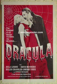 r547 DRACULA one-sheet movie poster R60s Bela Lugosi classic!