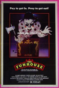 r655 FUNHOUSE clown style one-sheet movie poster '81 Tobe Hooper horror!