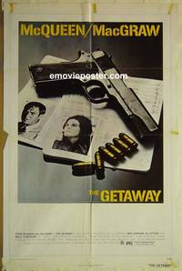 r672 GETAWAY one-sheet movie poster '72 S. McQueen, Ali McGraw