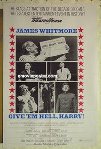 r685 GIVE 'EM HELL HARRY one-sheet movie poster '75 James Whitmore