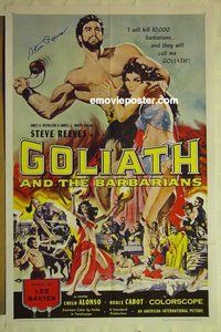 r694 GOLIATH & THE BARBARIANS signed one-sheet movie poster '59 Reeves