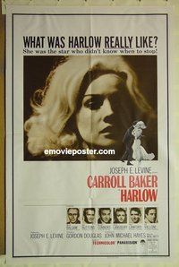 r732 HARLOW one-sheet movie poster '65 Carroll Baker