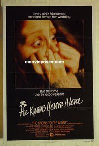 r737 HE KNOWS YOU'RE ALONE one-sheet movie poster '80 Mastroianni