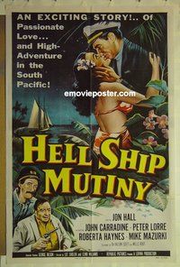 r742 HELL SHIP MUTINY one-sheet movie poster '57 John Carradine, Lorre