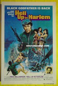 r743 HELL UP IN HARLEM one-sheet movie poster '74 Fred Williamson