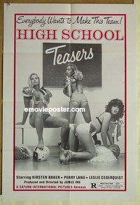 r752 HIGH SCHOOL TEASERS one-sheet movie poster '81 football sex!