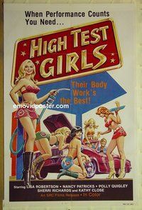 r753 HIGH TEST GIRLS one-sheet movie poster '70s hot rod sex!