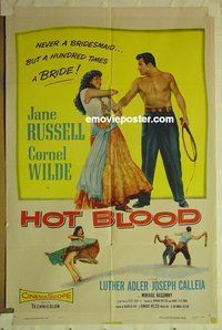 r768 HOT BLOOD one-sheet movie poster '56 Jane Russell, Wilde