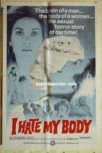 r795 I HATE MY BODY one-sheet movie poster '74 sexy horror!