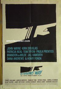 r803 IN HARM'S WAY one-sheet movie poster '65 John Wayne, Saul Bass art!