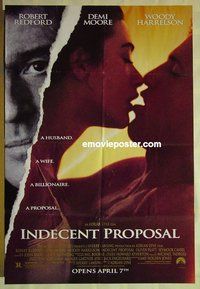 r807 INDECENT PROPOSAL DS advance one-sheet movie poster '93 Redford, Moore