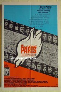 r819 IS PARIS BURNING one-sheet movie poster '66 Kirk Douglas