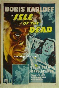 r824 ISLE OF THE DEAD one-sheet movie poster R53 Boris Karloff