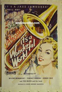 r831 IT'S A WONDERFUL WORLD one-sheet movie poster '56 jazz!