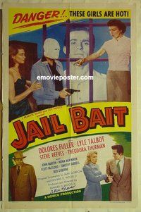 r835 JAIL BAIT signed one-sheet movie poster '54 Steve Reeves, Ed Wood!