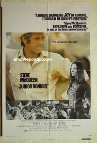 r853 JUNIOR BONNER style B one-sheet movie poster '72 Steve McQueen, Lupino