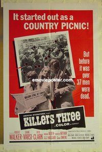 r865 KILLERS THREE one-sheet movie poster '68 AIP, crime spree!