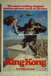 r867 KING KONG teaser one-sheet movie poster '76 BIG Ape, Jessica Lange