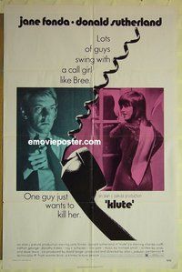 r876 KLUTE one-sheet movie poster '71 Jane Fonda, Donald Sutherland