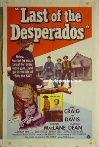 r893 LAST OF THE DESPERADOS one-sheet movie poster '56 Sam Newfield