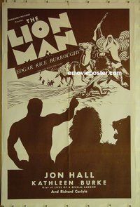 r909 LION MAN one-sheet movie poster R30s John Hall, Burroughs