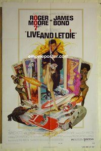 r914 LIVE & LET DIE one-sheet movie poster '73 Roger Moore as James Bond