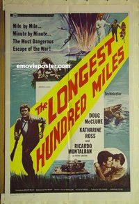 r920 LONGEST HUNDRED MILES one-sheet movie poster '67 McClure, Ross