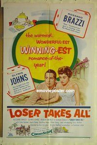 r926 LOSER TAKES ALL one-sheet movie poster '57 Brazzi, Glynis Johns
