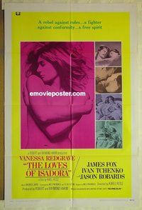 r935 LOVES OF ISADORA one-sheet movie poster '69 Vanessa Redgrave