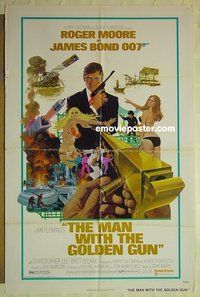 r951 MAN WITH THE GOLDEN GUN one-sheet movie poster '74 Moore as James Bond