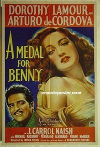r963 MEDAL FOR BENNY one-sheet movie poster '45 Dorothy Lamour