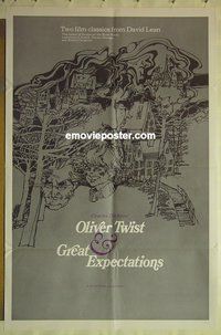 s043 GREAT EXPECTATIONS/OLIVER TWIST one-sheet movie poster '70s Dickens
