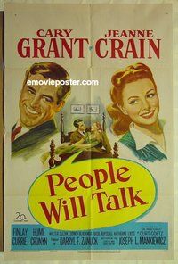 s062 PEOPLE WILL TALK one-sheet movie poster '51 Cary Grant, Jeanne Crain