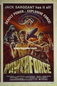 s091 POWERFORCE one-sheet movie poster '82 wild kung-fu image!