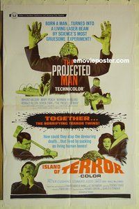 s100 PROJECTED MAN/ISLAND OF TERROR one-sheet movie poster '67
