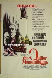 s113 QUILLER MEMORANDUM one-sheet movie poster '67 George Segal, Guiness