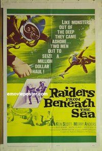 s117 RAIDERS FROM BENEATH THE SEA one-sheet movie poster '65 Ken Scott