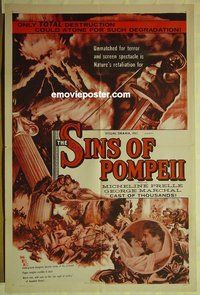 s216 SINS OF POMPEII one-sheet movie poster '48 total destruction!