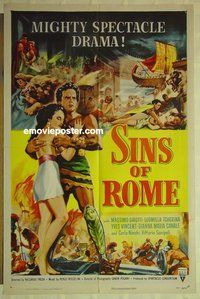 s217 SINS OF ROME one-sheet movie poster '54 Massimo Girotti