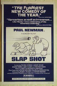 s223 SLAP SHOT style B one-sheet movie poster '77 Paul Newman, hockey