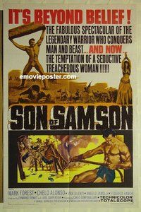 s240 SON OF SAMSON one-sheet movie poster '62 Mark Forest, Italian!