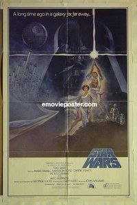 s272 STAR WARS int'l style A 1sh '77 George Lucas classic sci-fi epic, great art by Tom Jung!
