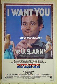 s283 STRIPES style B one-sheet movie poster '81 Bill Murray, Harold Ramis