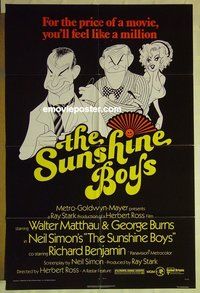 s291 SUNSHINE BOYS one-sheet movie poster '75 Matthau, Al Hirschfeld art!
