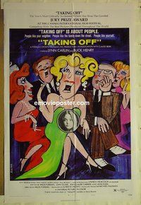 s308 TAKING OFF style B one-sheet movie poster '71 Milos Forman, Bacha art!